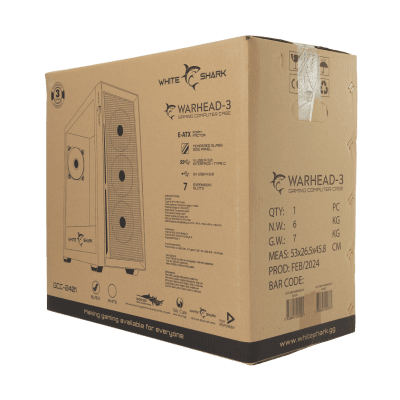 Kućište WHITE SHARK WARHEAD 3 Black - E-ATX Mid Tower, RGB, Staklo